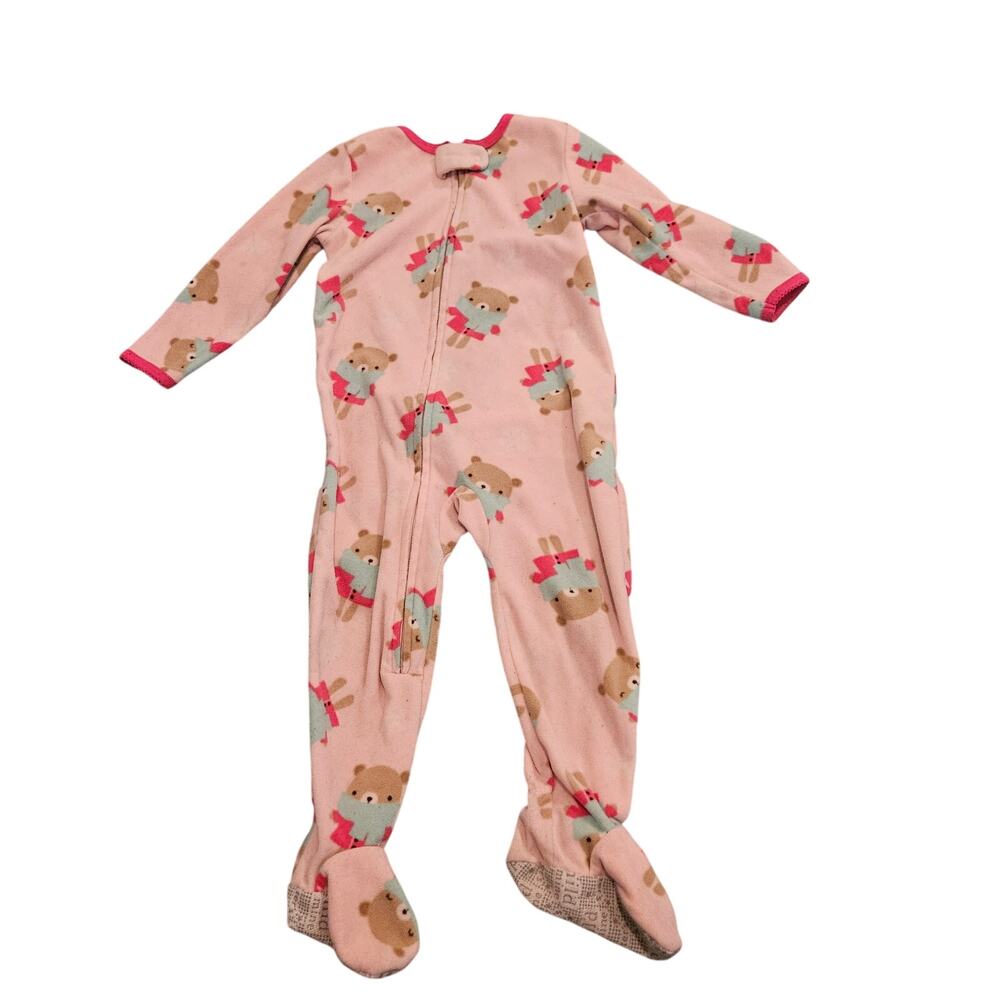 Carter’s 24M Fleece Footed Pajamas Pink Bear Print Zip Sleeper Toddler